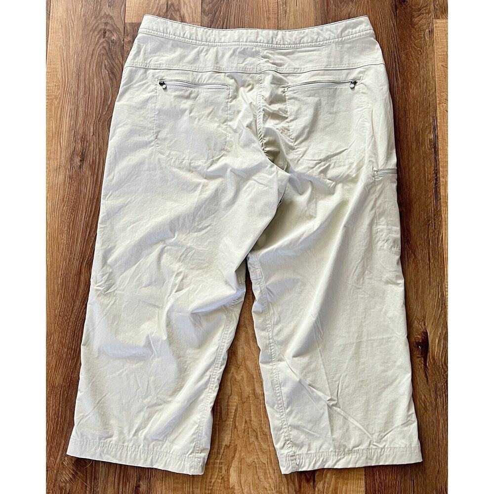 LL Bean Size‎ 14 Adjustable Waist Khaki Wide Leg Ankle Pants With Pockets EUC